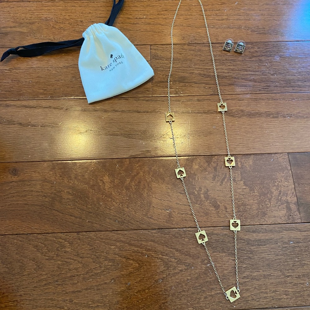 Kate Spade Long Gold Necklace and Matching Earrings